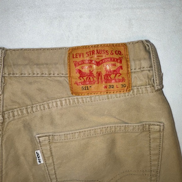 Levi's 511 Slim Fit Men's Jeans, W32 L30, Light Tan Beige, Casual Everyday Pants - Picture 4 of 9